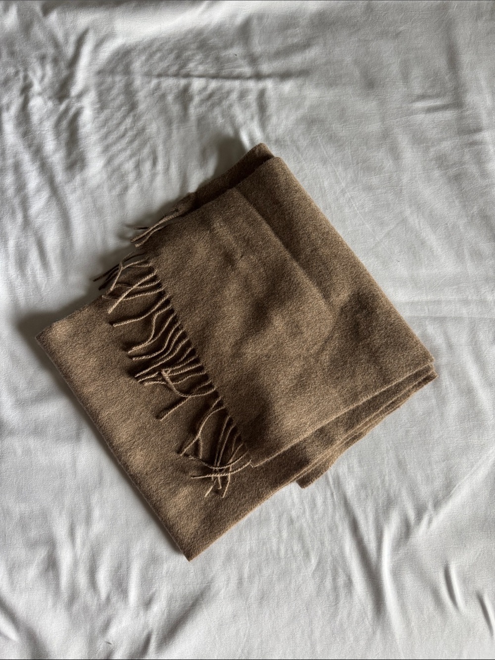Harrods of London 100% Cashmere Scarf Camel Brown Made in Scotland